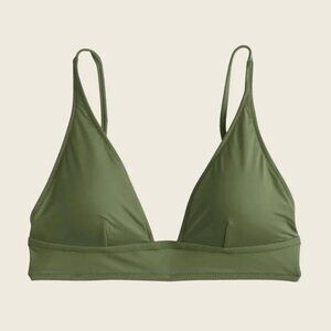 J Crew Safari Green Plunge Bikini Top Small